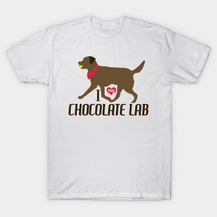 Chocolate Lab Pattern in Red Chocolate Labs with Hearts Dog Patterns T-Shirt